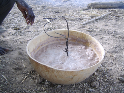 Plunging the beer stones into the beer